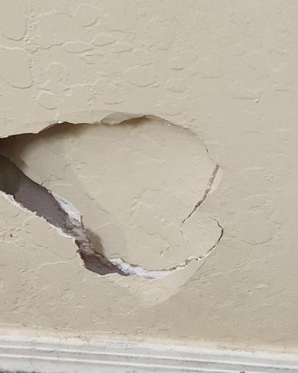 Hole punched through drywall before patching